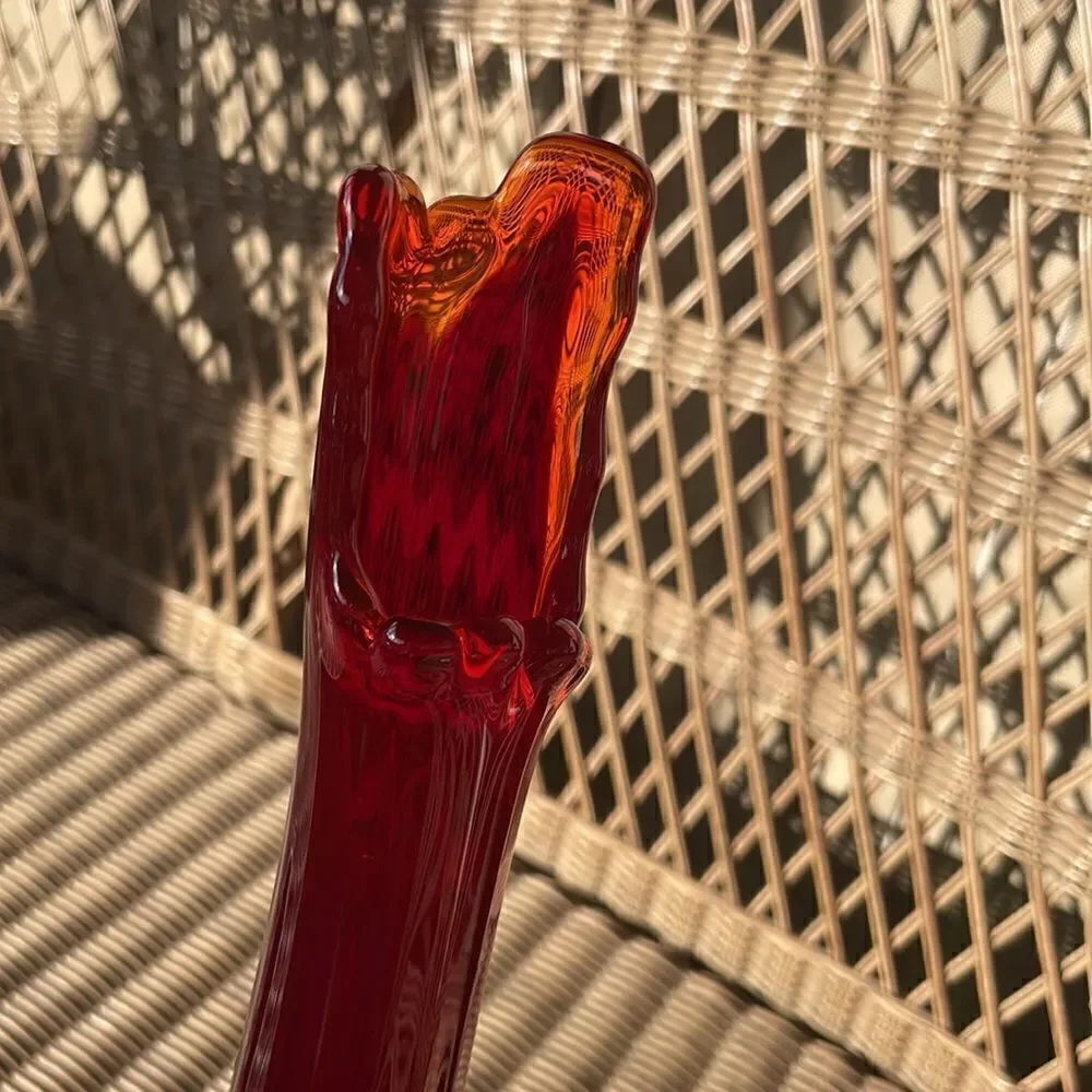 Vintage Fenton Ruby Thumbprint Swung Glass Vase